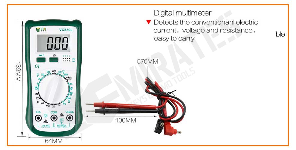 Digital multimeter Detects the conventionanl electric current, voltage and resistance, easy to carry