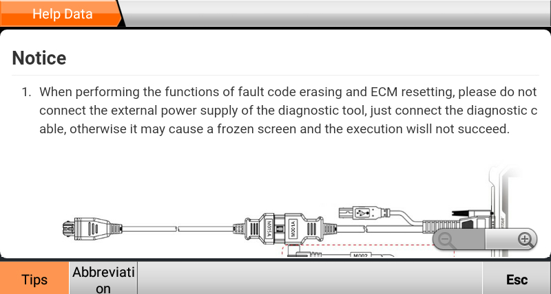 When performing the functions of fault code erasing and ECM resetting