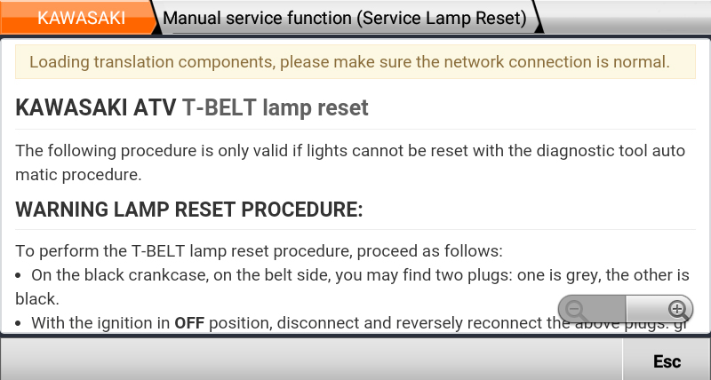KAWASAKI ATV T-BELT lamp reset
