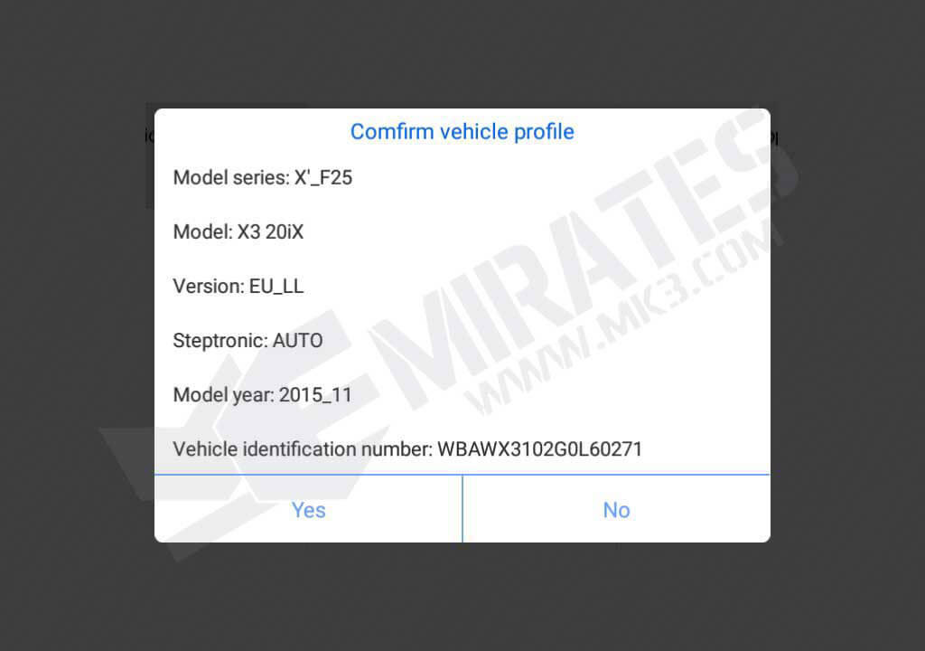 function is used to read ECU version information X100PAD Elite Read ECU