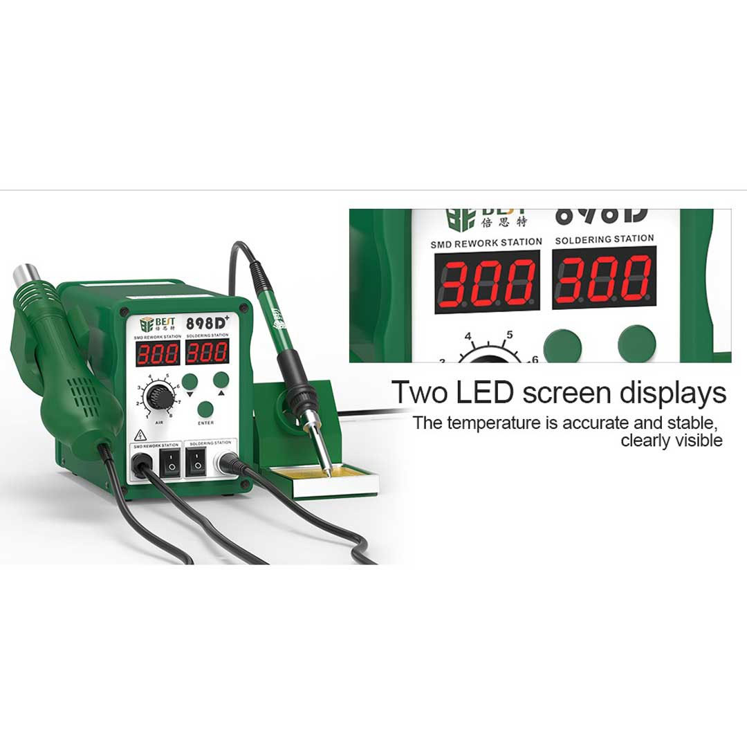 BST-898D 2 In 1 SMD Rework Station Hot Air Gun Soldering Station Welding Solder Iron For IC SMD DE soldering Rework station 220v | Emirates Keys