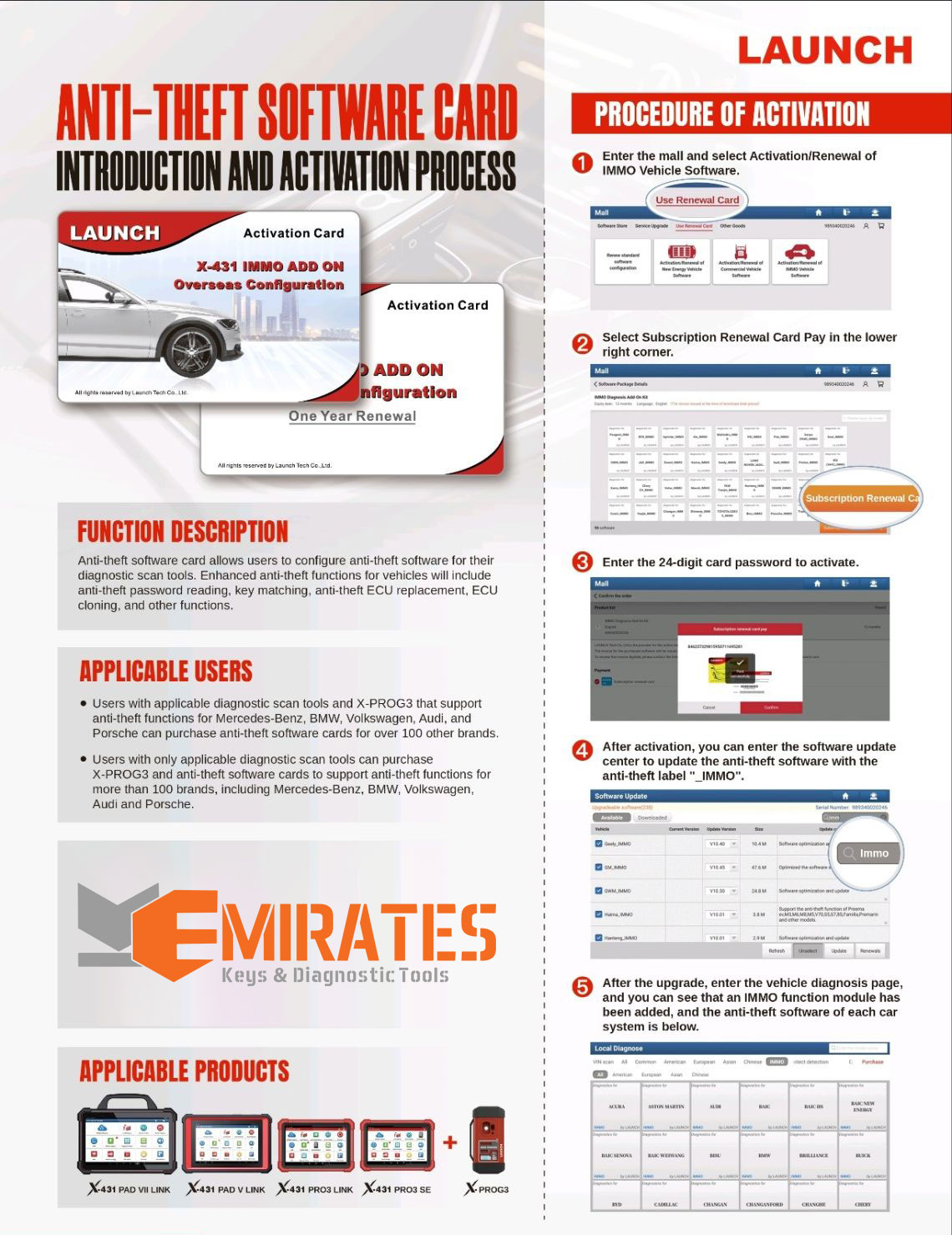 Launch - 1 Year Card for IMMO PIN Allows Users To Configure Anti-theft Software For Their Diagnostic Scan Tools | Emirates Keys