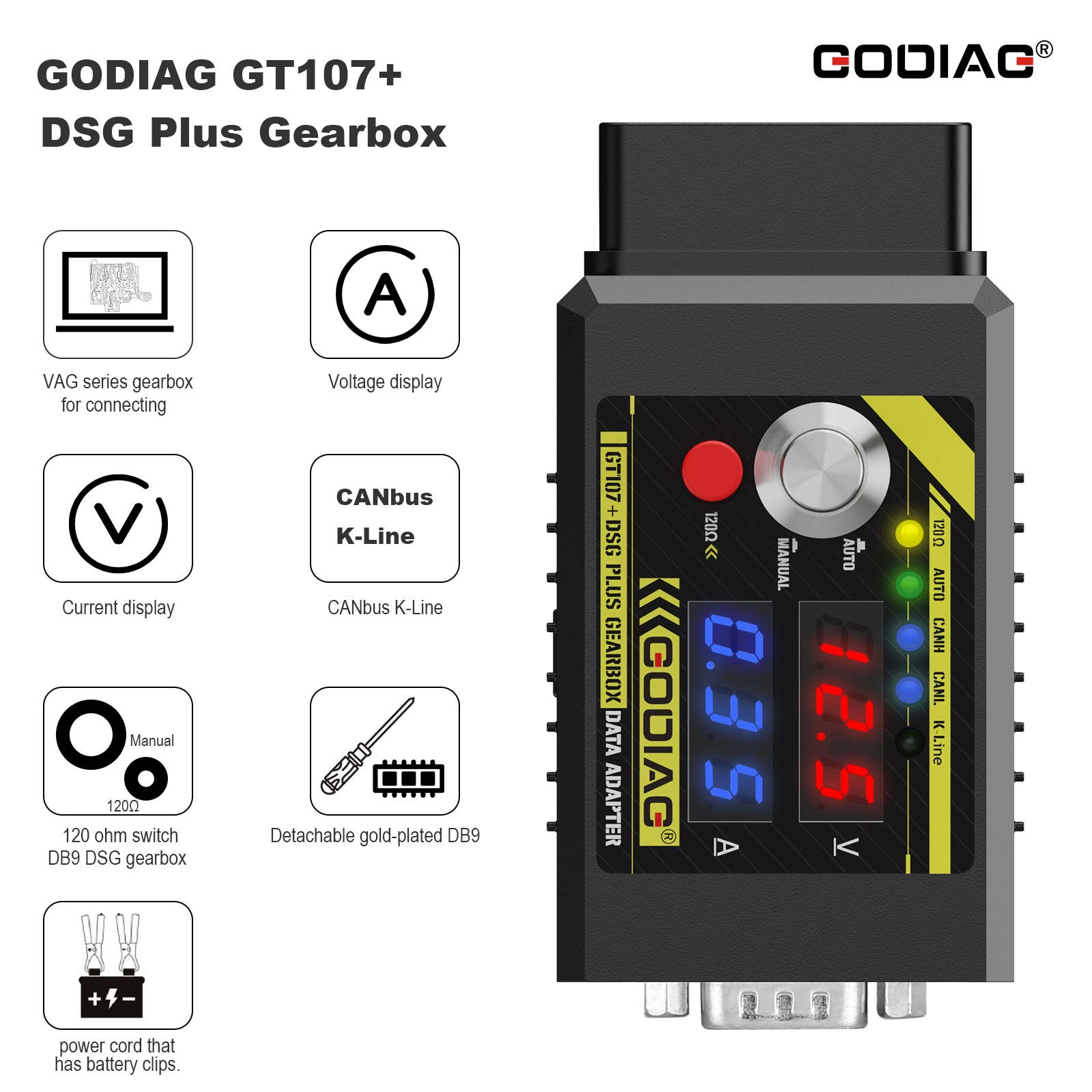 New GODIAG GT107+ DSG Plus Gearbox Data Adapter For DQ250, DQ200, VL381, VL300, DQ500, DL501, Benz, BMW | Emirates Keys