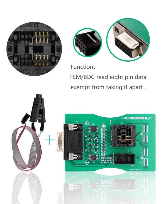 New CGDI Reading 8 Foot Chip Free Clip Adapter with CGDI Prog BMW For BMW and XPROG 5.60 /5.74/5.84 and UPA USB ECU Programmer | Emirates Keys