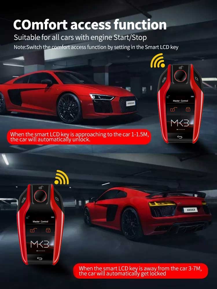 New Aftermarket LCD Universal Modified Smart Remote Key PKE Comfort Access System For All Keyless Car Silver Color | Emirates Keys